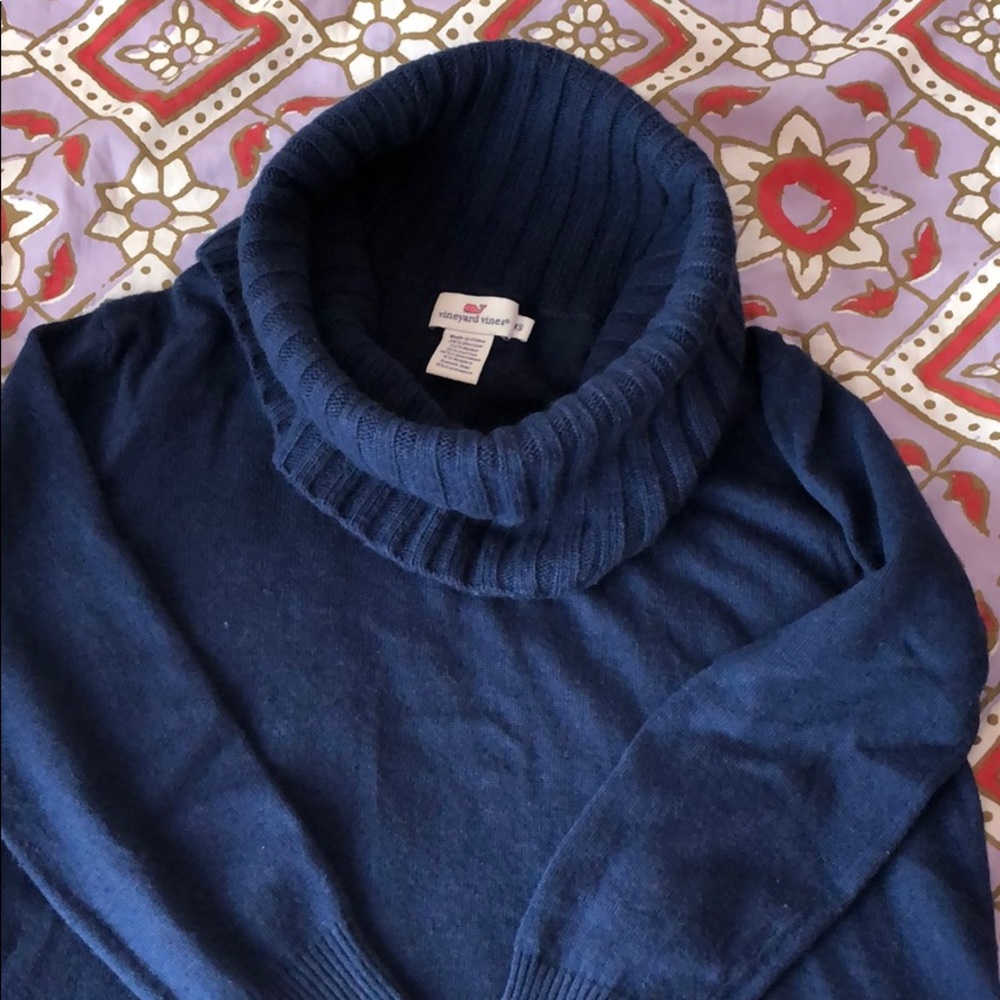 Vineyard Vines Navy Cowl Neck Sweater